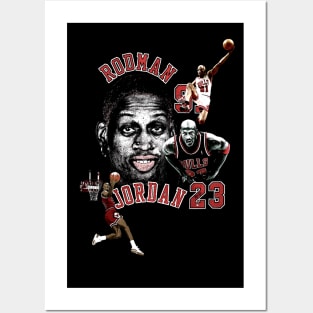 Dennis Rodman Bulls 91 & Michael Jordan 23 Vintage Posters and Art